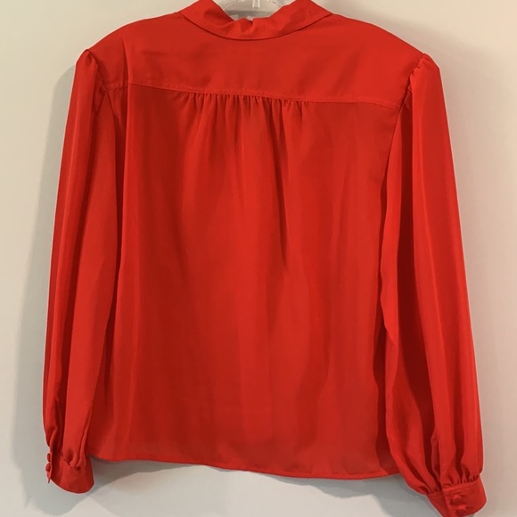 Chaus - vintage, red polyester blouse, 14 - Picture 4 of 8